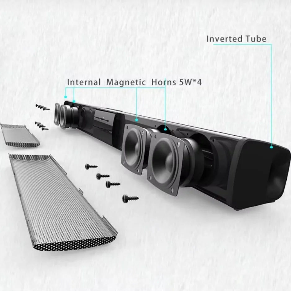XIKCU Soundbar Speakers Bluetooth 5.3 Stereo Soundbar Surround Sound Home Cinema with Remote Control Support RCA AUX TF-Card