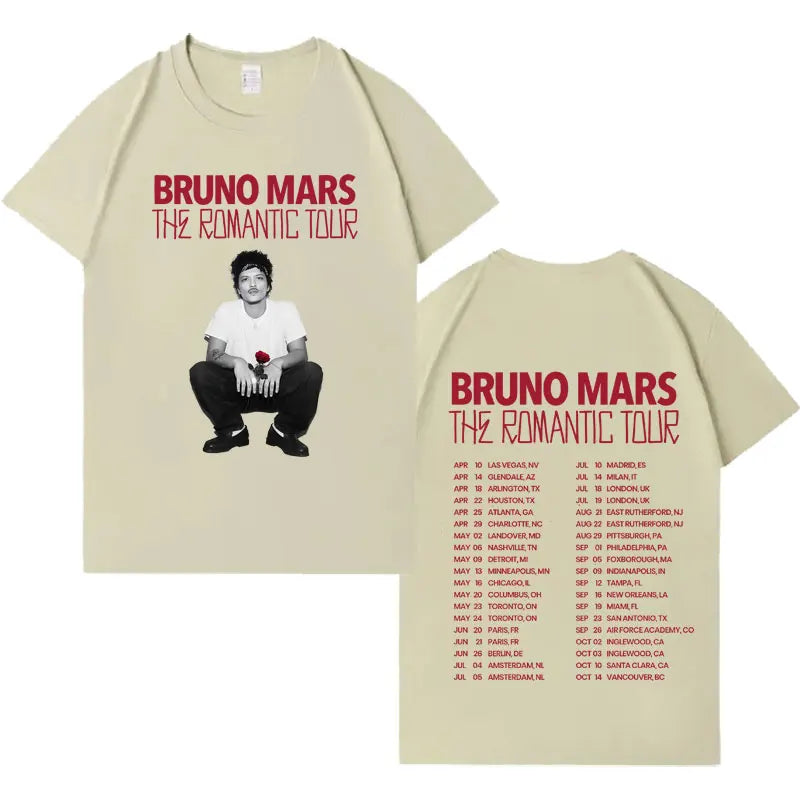 Rapper Bruno Mars Double Sided Print Tshirt Mens Women Casual Harajuku Short Sleeve T-shirt Crewneck Tide Cotton Tees Streetwear