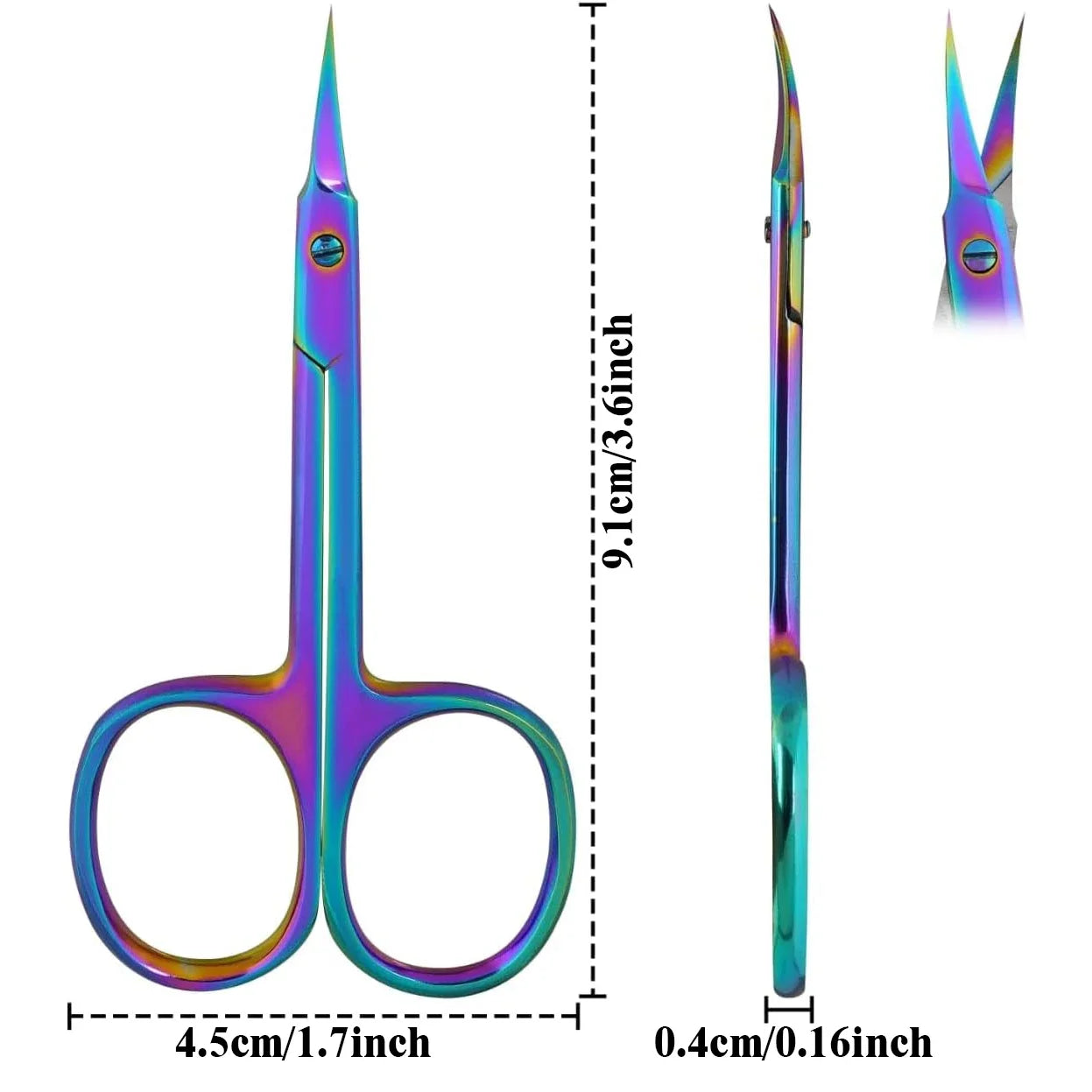 Ultra Fine Cuticle Scissors, Curved Blade Nail Clippers, Eyebrow & Eyelash Trimming Scissors for Manicure and Pedicure