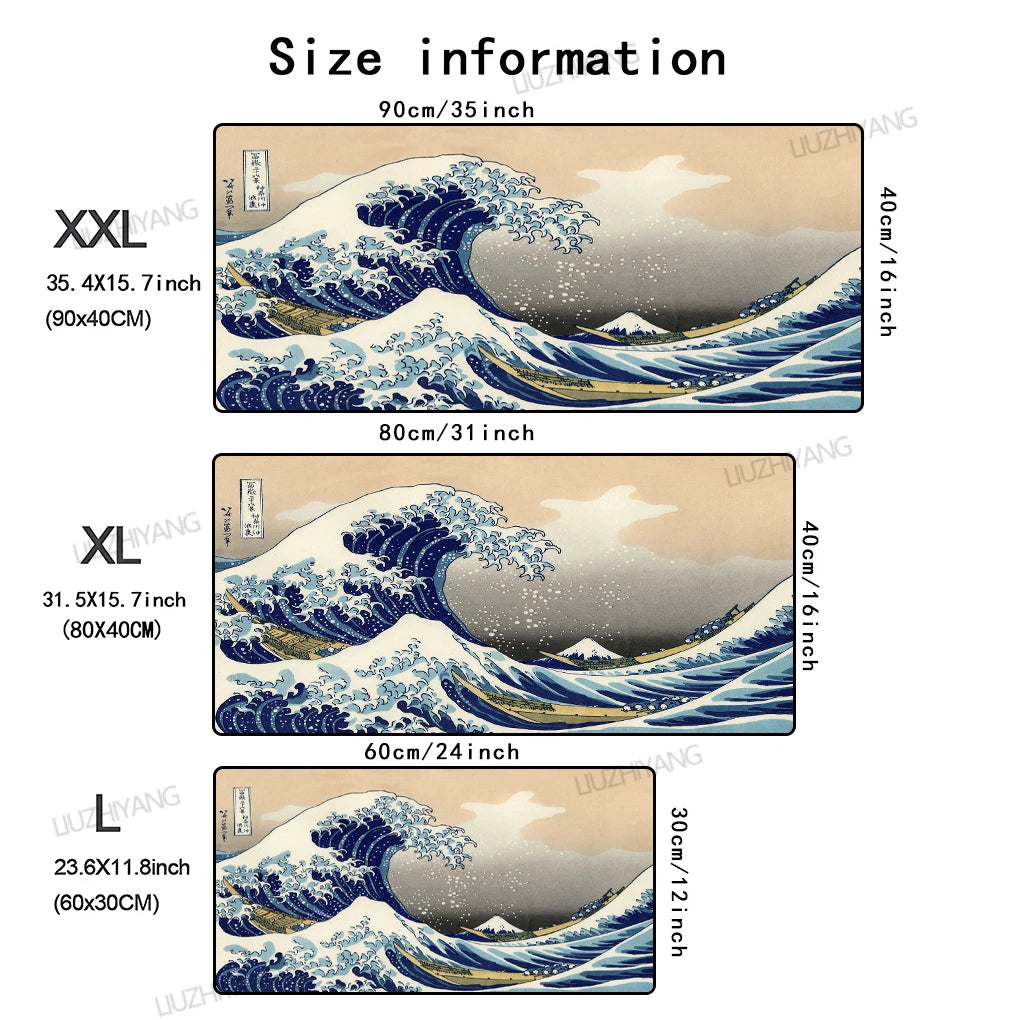 Japan Great Wave Mousepad Large Computer Office Game Desk Mat  XXL Rubber Anti-slip HD Gaming Keyboard Mousepads Long Table Mats