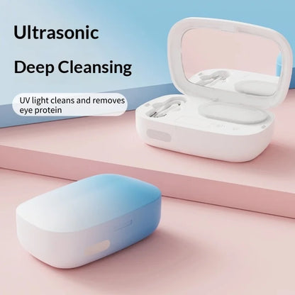 Portable Ultrasonic Contact Lens Cleaner Case with High Frequency Vibration USB Rechargeable Travel Beauty Pupil Storage Box Kit