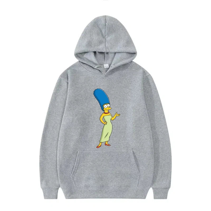 Disney The Simpsons Funny Pattern Casual Hooded Tops Men Woman Loose Comfortable Winter Black Sports Pullovers Fashion Clothing