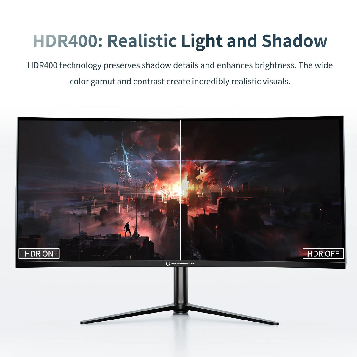 CHONSUN CS385s 34" UWQHD 240Hz Curved Gaming Monitor | HVA Panel, 3000:1 High Contrast, Dual HDMI 2.1, HDR400
