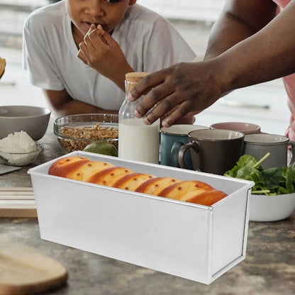 Loaf Tin with Slide Cover Non-Stick Bread Toast Mold Large Capacity Metal Baking Pan for Homemade Whole Wheat Bread