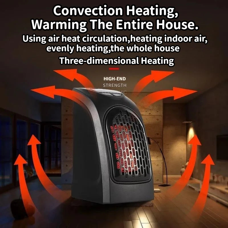 Portable Electric Heater, Wall Plug-In Room Heater, Mini Radiator Fan Warmer, Ideal Heating Appliance for Home