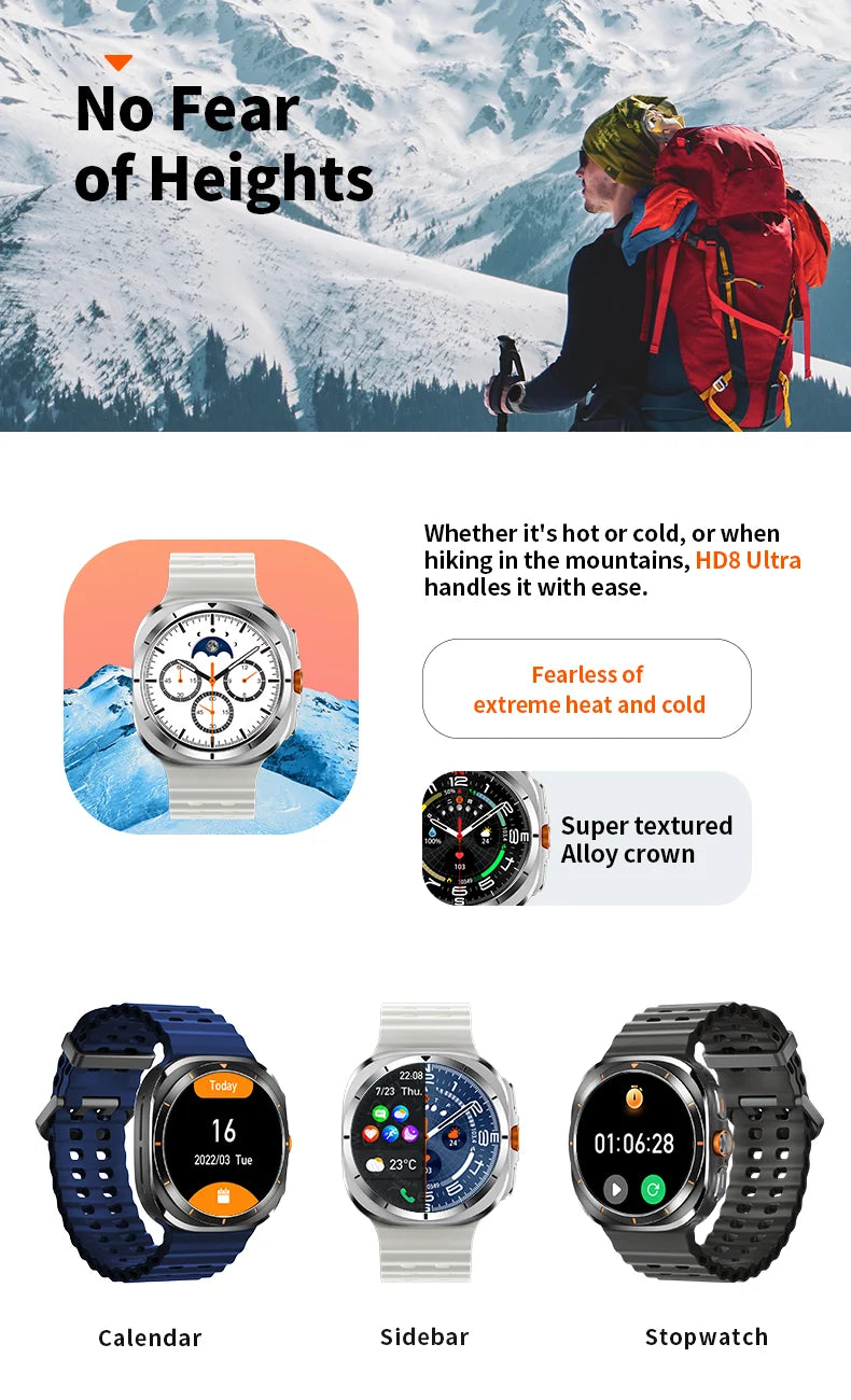 Smart Watch 8 Ultra New Color Matching GPS Compass Smartwatch Bluetooth call NFC IP68 Waterproof Health monitoring Reduction100%