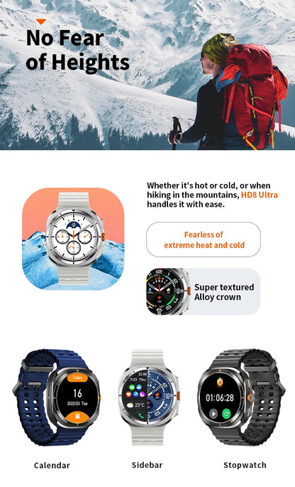 Smart Watch 8 Ultra New Color Matching GPS Compass Smartwatch Bluetooth call NFC IP68 Waterproof Health monitoring Reduction100%