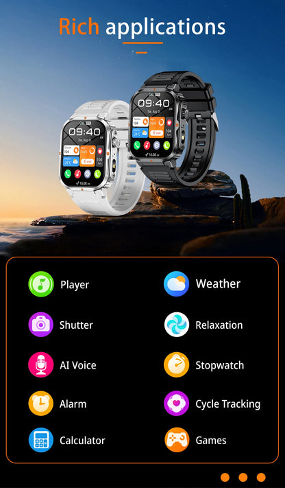 New Smart Watch For Men Women 2.01inch Large Screen Bluetooth Call LED Flashlight Sports Fitness Bracelet Waterproof Smartwatch
