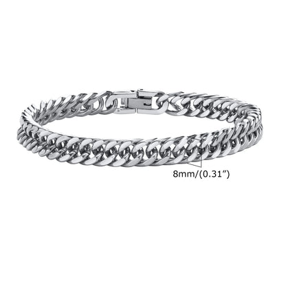 Vnox 8mm/12mm Bold Heavy Stainless Steel Cuban Bracelets for Men Boys,Oxidized Metal Wristband,Punk Rock Chain Bracelet Jewelry