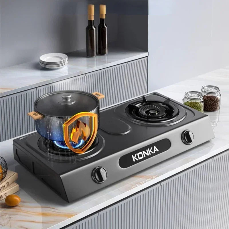 Gas Stove Desktop Double Burner Household Natural Gas Liquefied Stove Raging Fire Estufas De Gas Para Casa Cooktop
