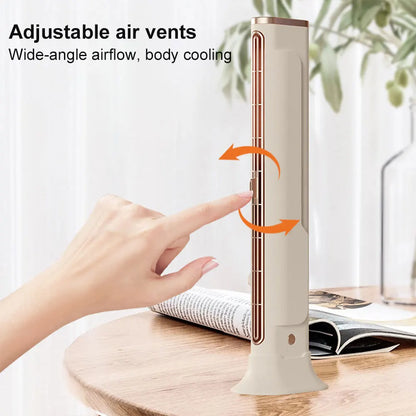Bladeless Fan Adjustable Vents Air Condition Fan 3 Speed Quiet Desktop Cooling Fan Space-Saving Oscillating Fan for Home Bedroom
