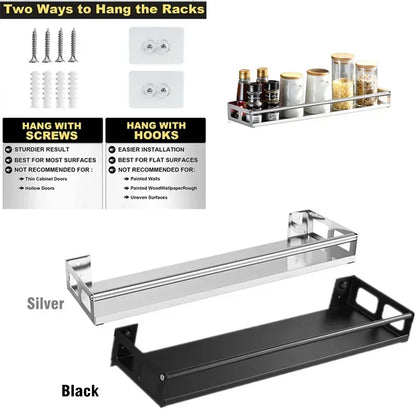 Spice Rack Wall Mount Kitchen Spice Organizer Storage Shelf Punch-Free Shelves Holder for Kitchen Wall Bathroom Household Items