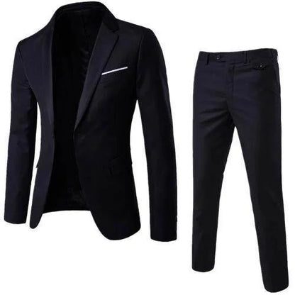 Business Casual Men's Two-Piece Suit Set Wedding Groomsmen Pure Color Formal Wear Spring Summer Autumn Winter New Arrival