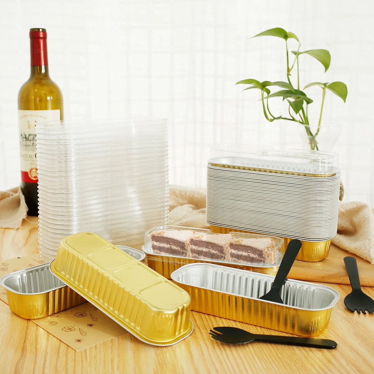Mini Loaf Pans Rectangle Aluminum Foil Baking Pan Mini Bread Container Heat-Resistant Cake Pans Bread Containers Muffin Tins