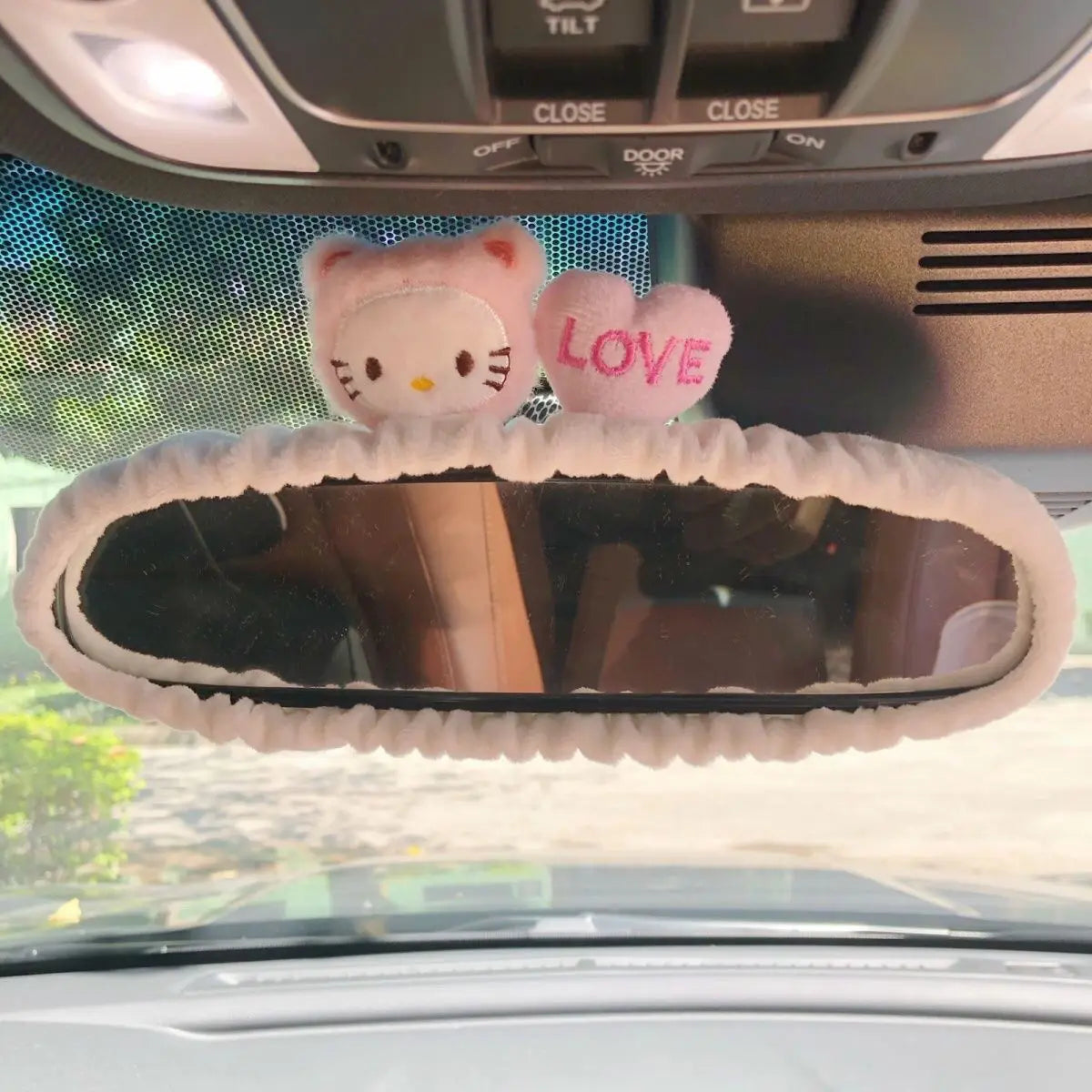 Cute Cat Rabbit Car Cartoon Seat Belt New Rearview Mirror Figure South Korea Car Mirror Hanging Accessories Pink Interior Woman