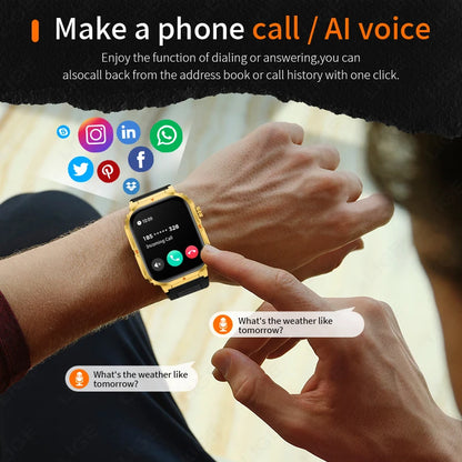 New Smart Watch For Men Women 2.01inch Large Screen Bluetooth Call LED Flashlight Sports Fitness Bracelet Waterproof Smartwatch