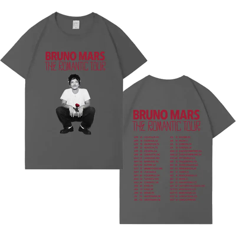 Rapper Bruno Mars Double Sided Print Tshirt Mens Women Casual Harajuku Short Sleeve T-shirt Crewneck Tide Cotton Tees Streetwear