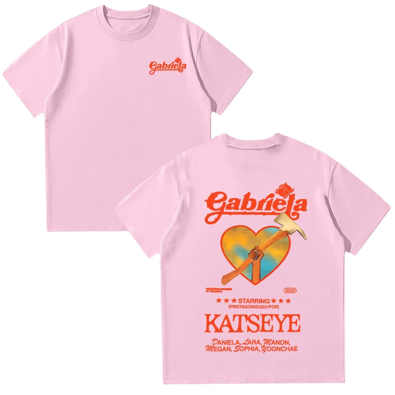 Katseye Gabriela Tees KATSEYE Summer Cotton T Shirts Women Short Sleeve Y2K Top Fashion O-neck High Street Tshirt Unisex Clothes