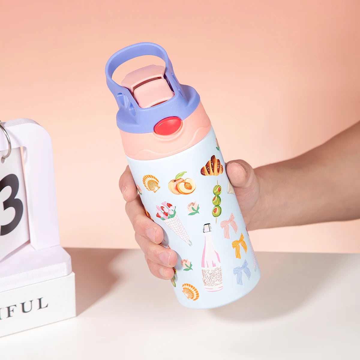 350ml Cartoon Insulated Cup Animal Pattern Stainless Steel Thermos Cup Christmas Vacuum Flasks Water Bottle Xmas Gift Cup