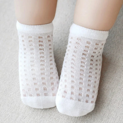 4 Pairs/Lot  New Baby Socks Mesh Thin Newborn Socks Combed Cotton Boneless Soft Summer Baby Socks For Gift