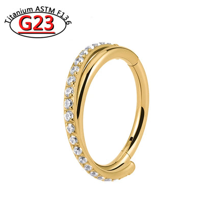 G23 Titanium Piercing Double Layered Triple Stack Hinged Zircon Nose Ring Helix Cartilage CZ Small Cartilage Septum Clicker