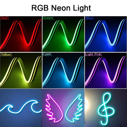 Tuya Smart Life Neon Strip Light DC12V RGB Flexible Led Neon Tape Light for Home Party Decor DIY, Work with Alexa Google Home