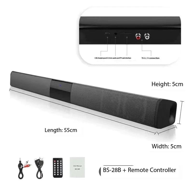 Soundbar TV Portable Bluetooth-compatible Speaker Sound bar Wireless Column Music Home Theater Sound System RCA AUX For TV PC