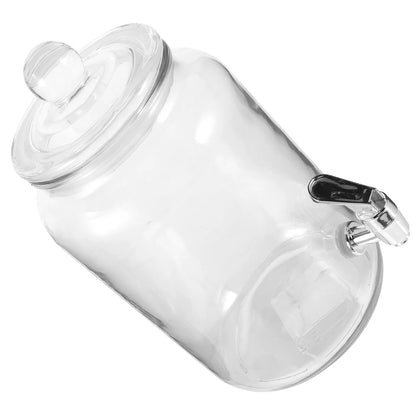 Beverage Dispenser with Faucet Transparent Glass Jar Aesthetic Table Decor for Cold Drinks Red Wine Tea Pitcher