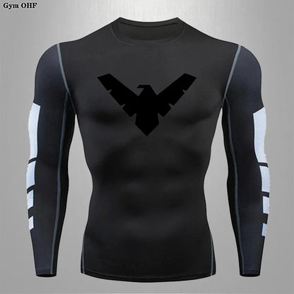 Compression Nightwing Print Tops For Men T Shirt Rashguard Jiu Jitsu Gym Fitness Running Train   ing Shirts Jersey Short Sleeved