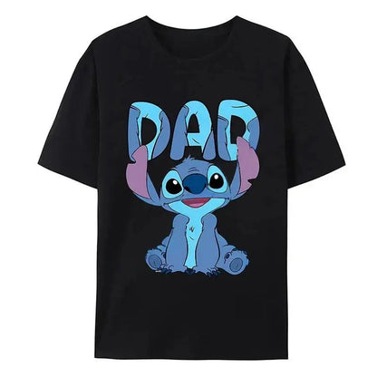 Stitch  Adult Dad Mom T-Shirt Tops Man Woman Summer Parent-child Clothing Tee Family Clothes Cartoon Anime