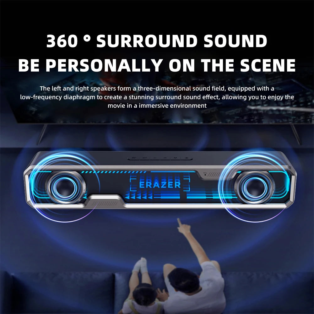 Lenovo Wired Bluetooth Speaker RGB Colorful Abyss light Effect Dual Speakers Dual Bass Diaphragm HIFI Stereo Surround Sound W108