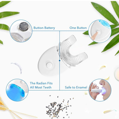 Teeth Whitening Kit - 5X LED Light Tooth Whitener With 3 Gel  , Tray Case For Teeth Sensitive Helps Remove Smoking/Coffee Stain