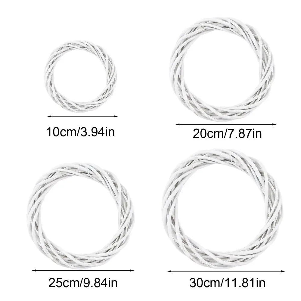 10-30CM Christmas Rattan Ring White Wreath Garland Hanging Vine Ring DIY Craft Xmas Ornaments Xmas Party Decorations