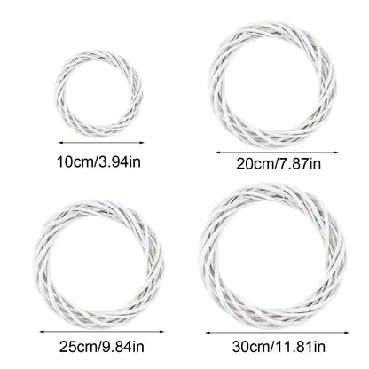 10-30CM Christmas Rattan Ring White Wreath Garland Hanging Vine Ring DIY Craft Xmas Ornaments Xmas Party Decorations