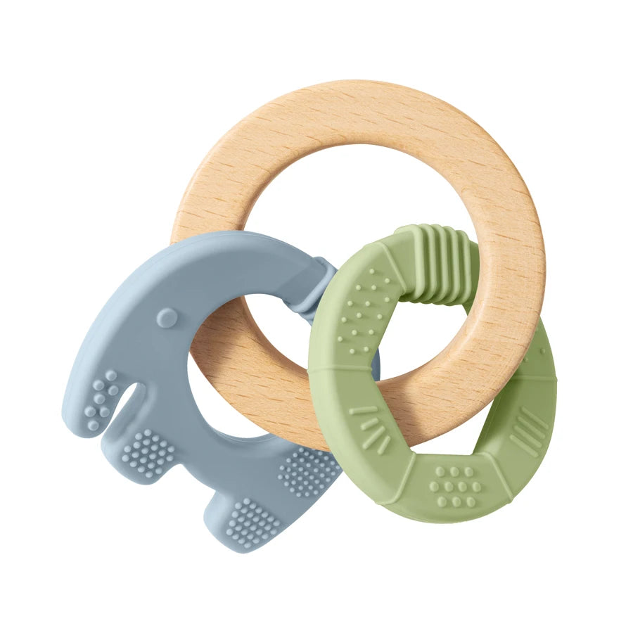 1PC Silicone Teether Baby Toy Elephant Shape Wooden Teether Ring Kid Gift BPA Free Children Goods Kid Teething Chewing Toy