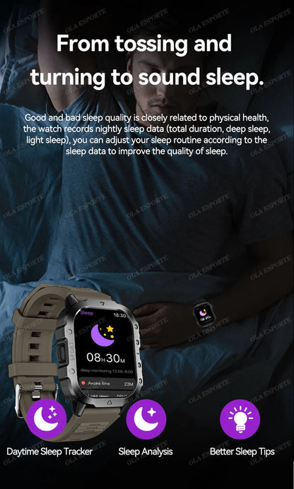 2025 New SmartWatch Men Militray Outdoor GPS Sport Watches Heart Rate Sleep Waterproof Smart Watch IOS Android