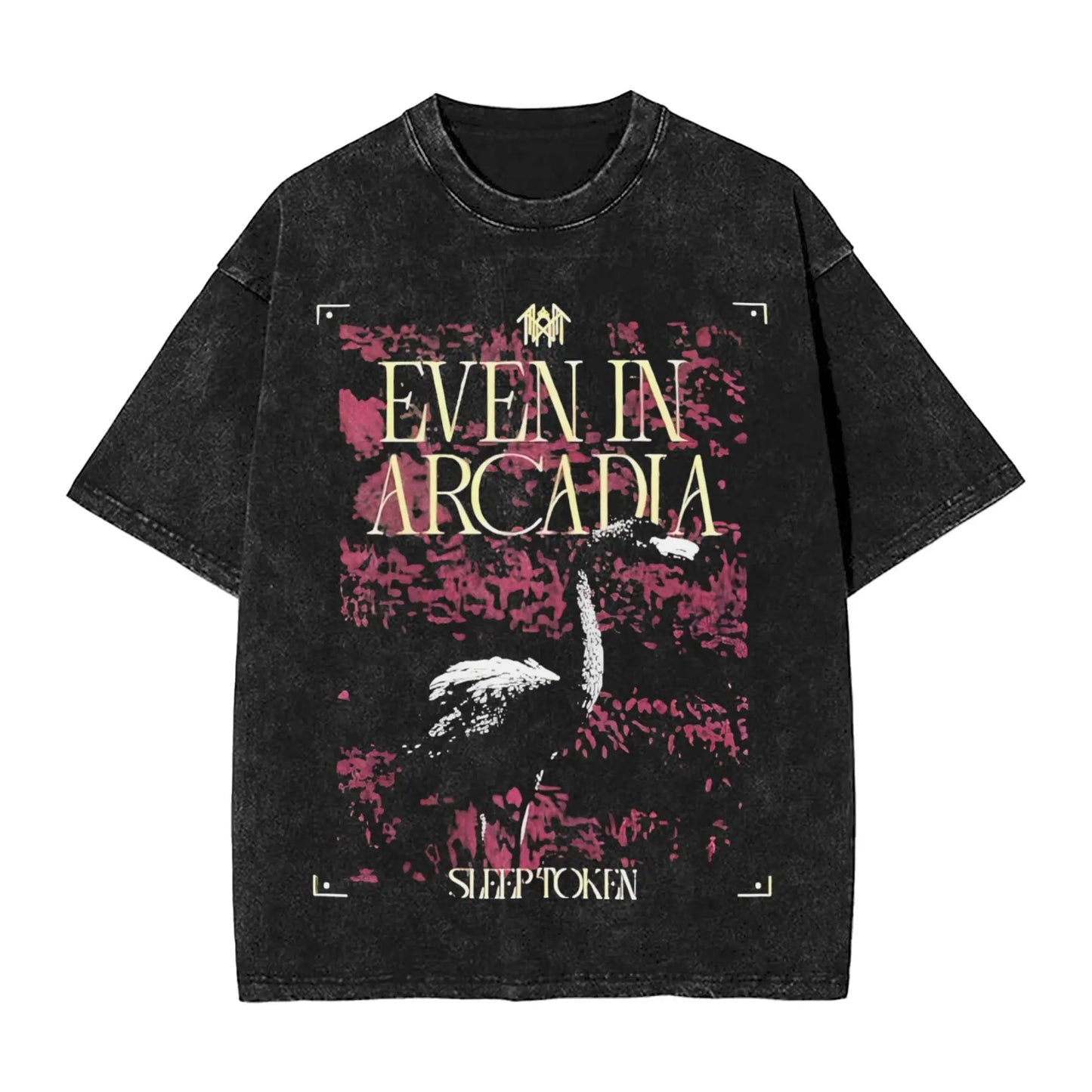 Sleep Rock Music Tokensd Even In Arcadia T Shirt Hip Washed Short Sleeve High Street T-Shirt Fashion for Men Women Streetwear