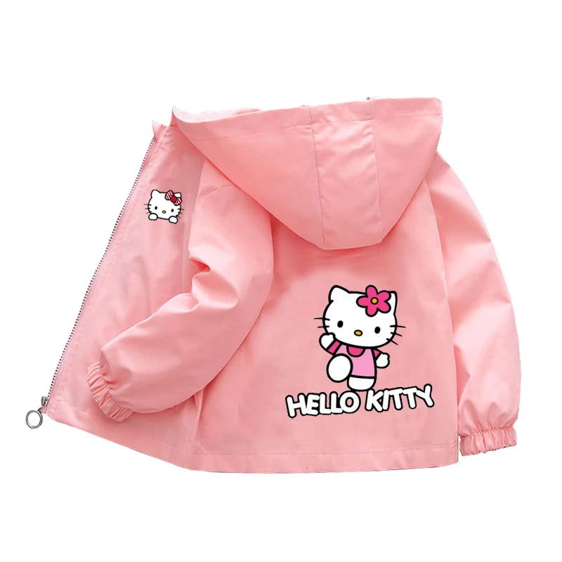 Sanrio kuromi Children Girls Hooded Jacket Coat 2026 Autumn Baby Boy Cartoon Cars Long Sleeve Casual Clothing Kids Outerwear