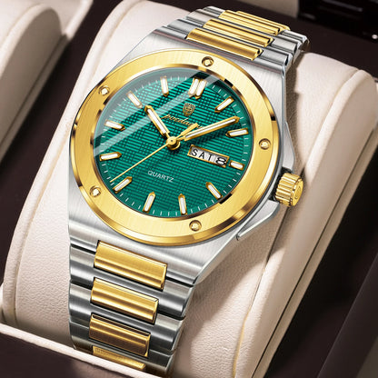 POEDAGAR High Quality Men Clock Date Week Waterproof Fashion Watch For Man Stainless Steel Luxury Men's Quartz Watches Reloj+Box
