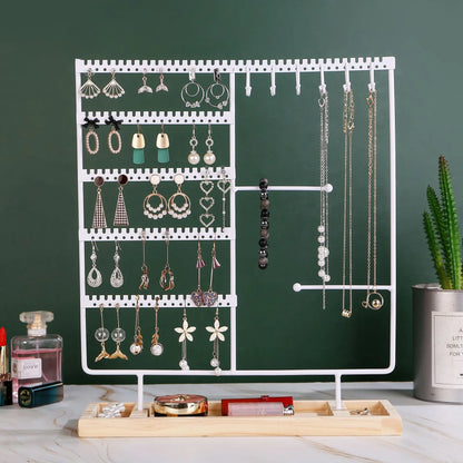 Multifunctional Earring Display Rack Necklace Ring Storage Rack Detachable Wooden Bottom Women Bracelet Watch Jewelry Rack