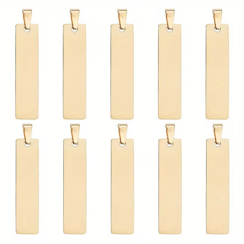 10PCS Blank Rectangle Dog Tag Stainless Steel Pendant Necklace Military Soldiers Metal Stamping Blanks Tags Wholesale