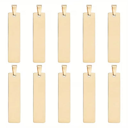 10PCS Blank Rectangle Dog Tag Stainless Steel Pendant Necklace Military Soldiers Metal Stamping Blanks Tags Wholesale