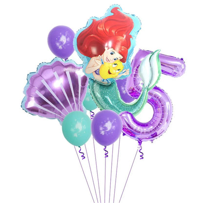 The Little Mermaid Birthday Party Decoration Princess Ariel Paper Napkin Plate Cup Tablecloth Balloons Kids Baby Shower Supplies
