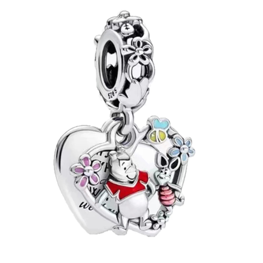 Hot Sell 925 Silver DIY Beads Jewelry Charms Bracelet Mickey Minnie Princess Christmas Stitch Robots Marvel Cute Miniso Disney