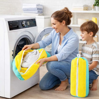4/1PCS Chenille Shoe Laundry Bag Non-Abrasive Washing Machine Shoe Protector Bag for Sneakers Travel Storage Thickened Mesh Zipp