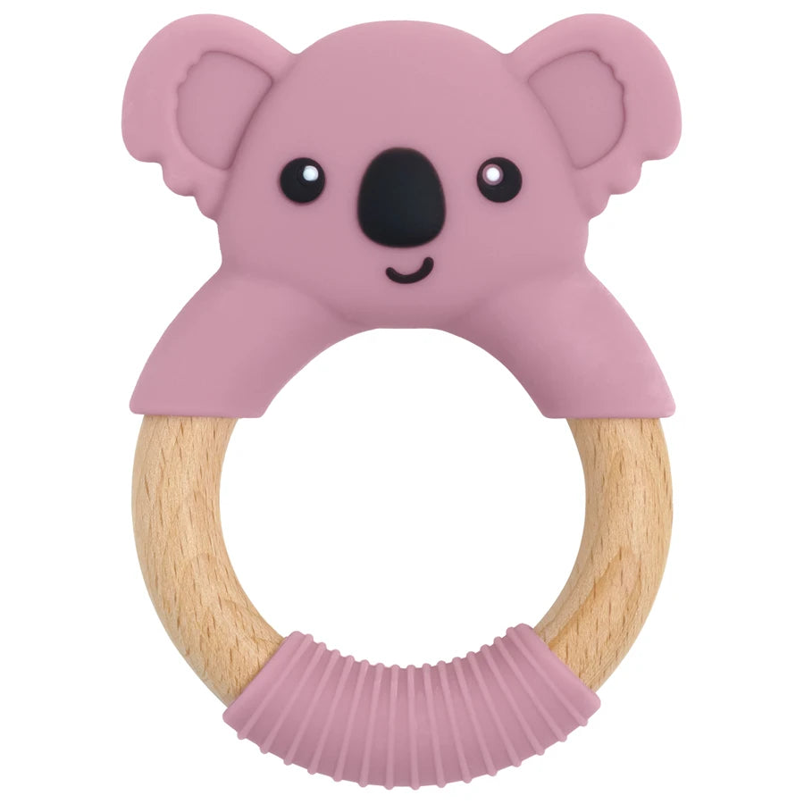 1PC BPA Free Koala Wood Ring Kids Teething Rodent Infant Baby Teether Toys Baby Gym Mobile Rattles Newborn Educational Toys