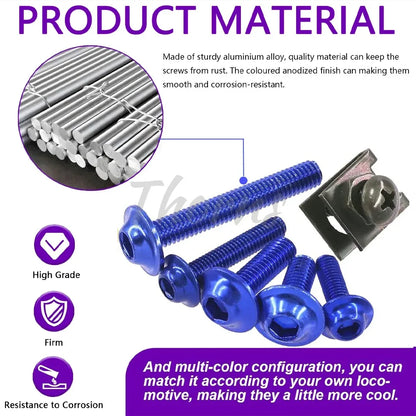 195Pcs Motorcycle Accessories Aluminum Fairing Bolt Screws Kit Nut Clips For Yamaha TMAX500 TMAX530 TMAX560 TMAX 500 530 560