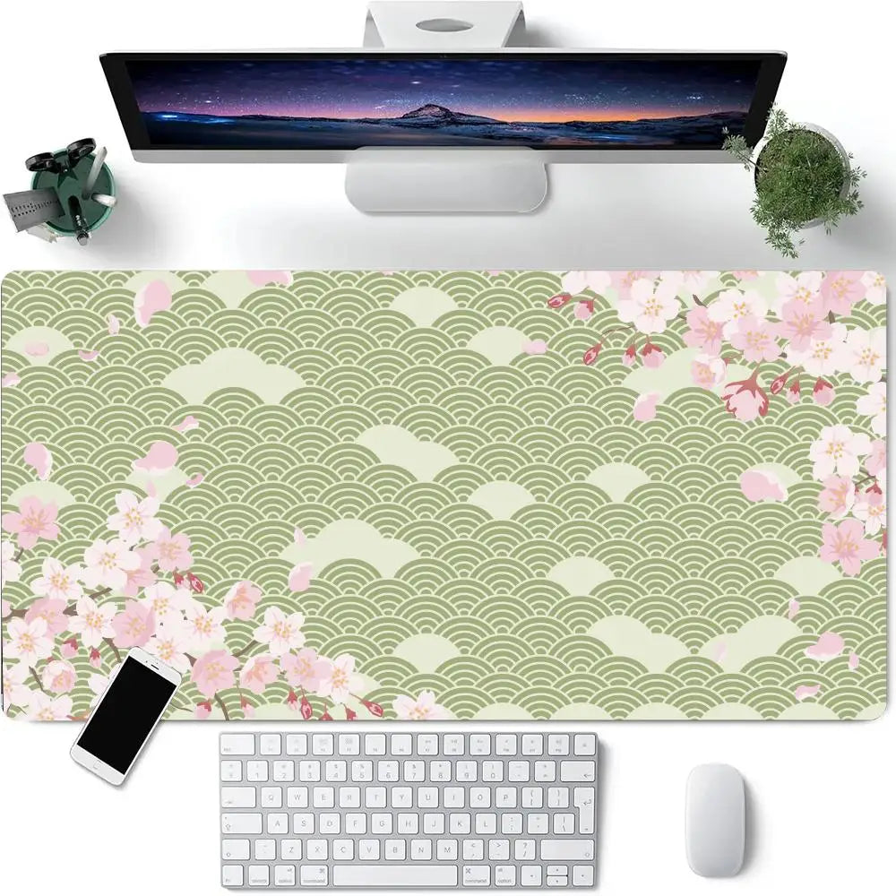 Blue Cherry Blossoms Mousepad Home Computer Table Large Pc Mouse Pad Art Sakura Keyboard Mause Rug Desk Mat Offices Accessories