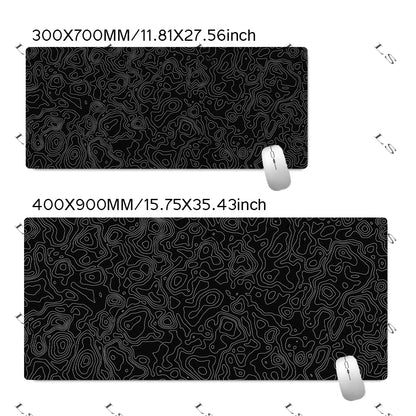 Black White Topographic Map XXL Mouse pad Computer Keyboard Pad Mouse Mat Gamer Soft Office Carpet Table Mat Desktop MousePad