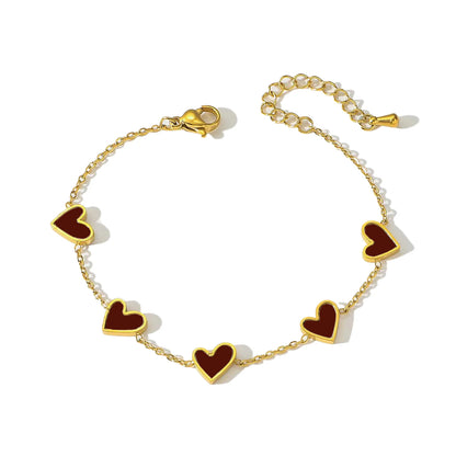 Romantic Heart Love Bracelet for Women Multi-color Stainless Steel Bracelet Gold Plated Luxury Wrist Chain Jewelry Girl Gifts